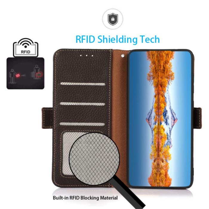 Bild 2, KHAZNEH Galaxy S25 Plus / S24 Plus Fodral RFID Äkta Läder Brun