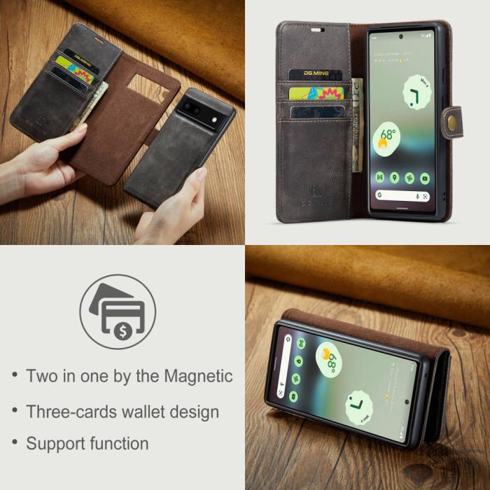 Bild 6, DG.MING Google Pixel 6A 2in1 Magnet Fodral / Skal Grå