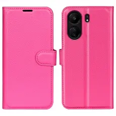 Xiaomi Redmi 13C 4G Fodral Litchi L&auml;der Rosa