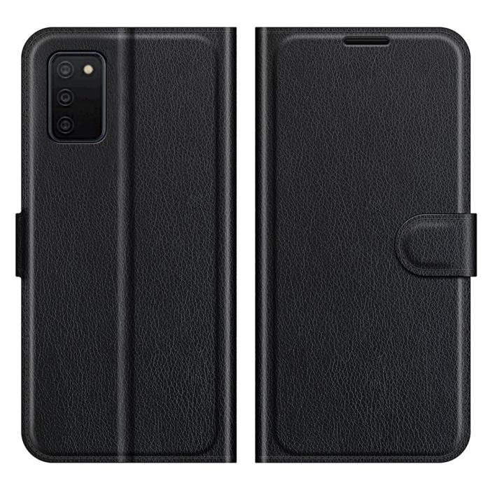 Bild 1, Samsung Galaxy A03s Fodral Litchi Läder Svart