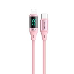 Mcdodo 36W 1.2m PD USB-C - Lightning LED Silikon Kabel Rosa