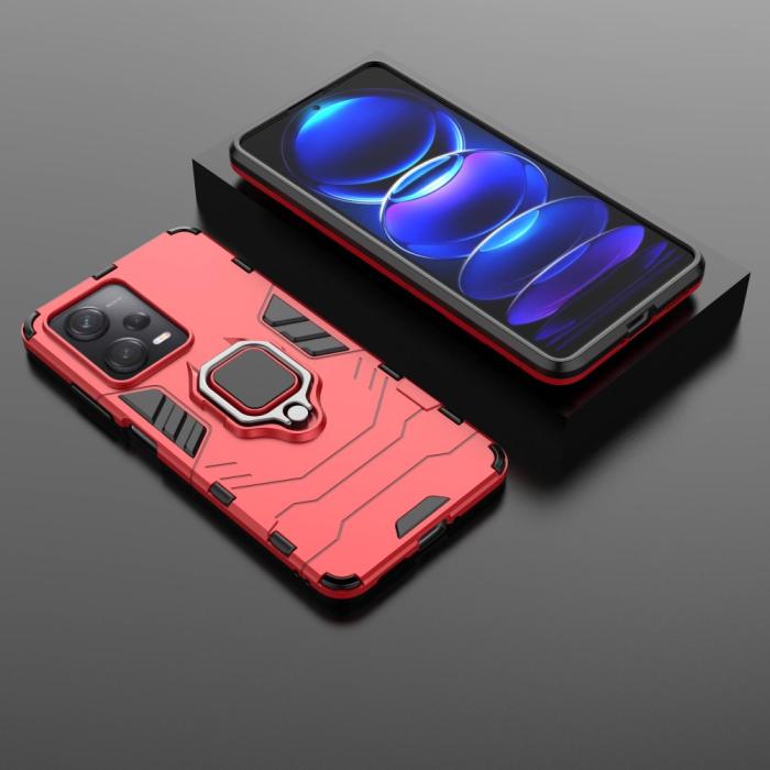 Bild 5, Xiaomi Redmi Note 12 Pro 5G Skal Ring Hybrid Armor Röd