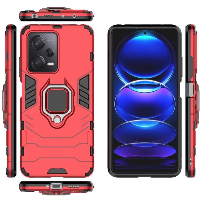 Bild 6, Xiaomi Redmi Note 12 Pro 5G Skal Ring Hybrid Armor Röd