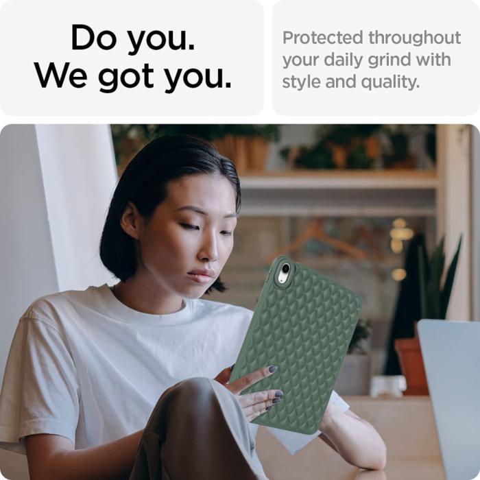 Bild 3, iPad Air 2025-2020 Skal Diamond Textur TPU Mörk Grön