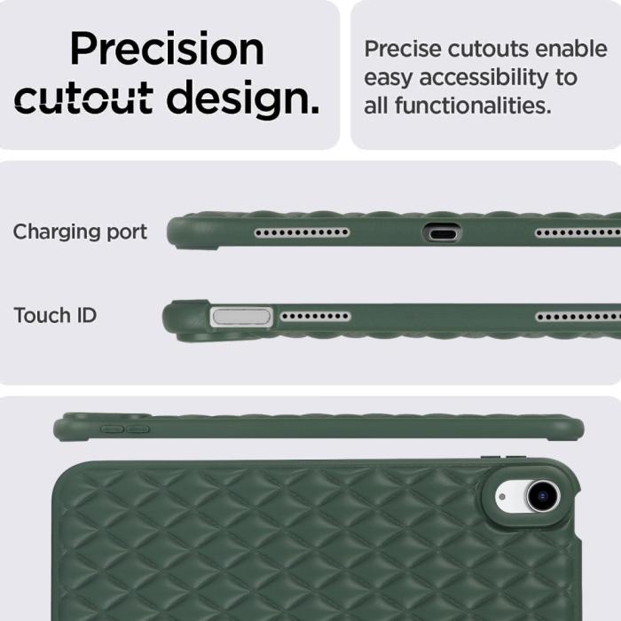 Bild 6, iPad Air 2025-2020 Skal Diamond Textur TPU Mörk Grön