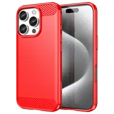 iPhone 16 Pro Skal Kolfiber Textur R&ouml;d