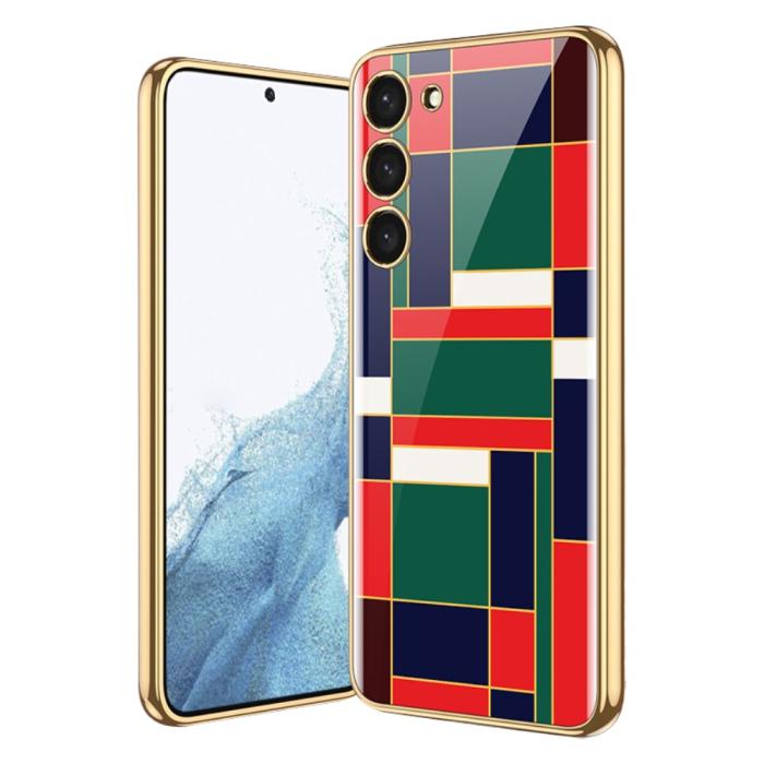 Bild 1, GKK Galaxy S24 Skal Härdat Glas Electroplate Röd/Grön