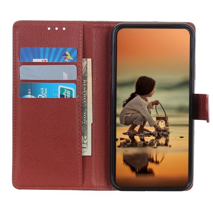 Bild 5, Motorola Moto E20 / E40 Fodral Litchi Textur Brun