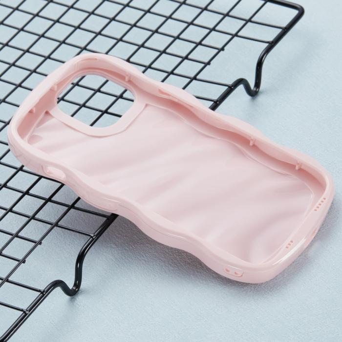 Bild 4, iPhone 15 Mobilskal Wavy Textur Rosa