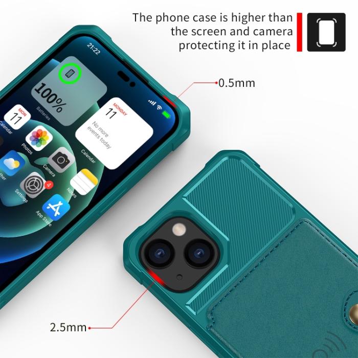 Bild 6, iPhone 14 Skal Med Magnetiskt Plånbok Cyan