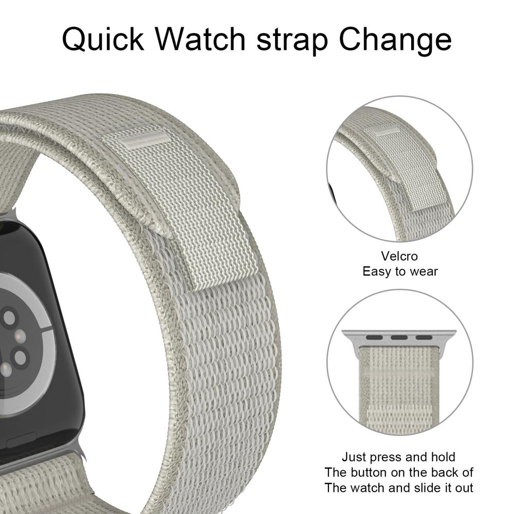 Apple Watch 42/44/45/49 mm Armband Nylon Trail Loop Ljus Grå