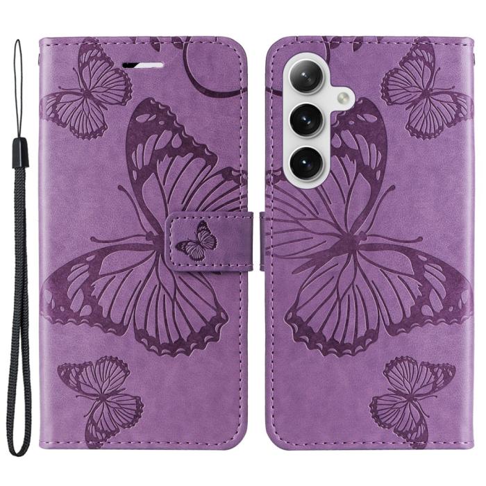 Bild 1, Samsung Galaxy S24 Fodral Fjäril Tryck Lila