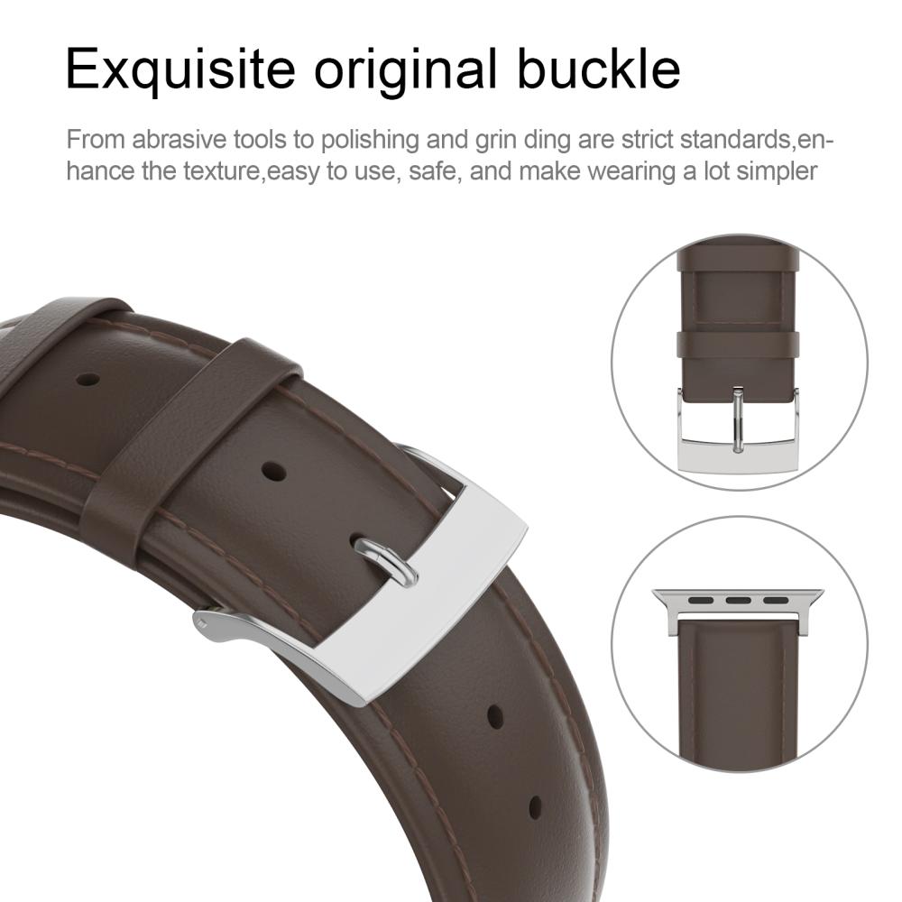 Äkta Läder Armband Apple Watch 42/44/45/49 mm Mörk Brun