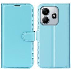 Xiaomi Redmi Note 14 5G Fodral Litchi L&auml;der Bl&aring;