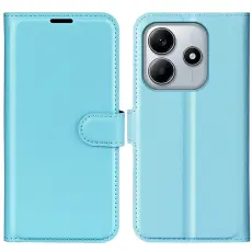 Xiaomi Redmi Note 14 5G Fodral Litchi L&auml;der Bl&aring;