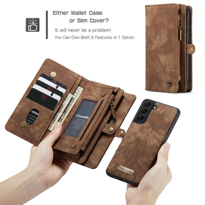 Bild 2, Samsung Galaxy S21 - CASEME 2-i-1 Multifunktionellt Plånboksfodral - Brun
