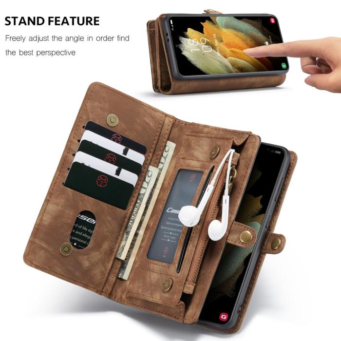 Bild 5, Samsung Galaxy S21 - CASEME 2-i-1 Multifunktionellt Plånboksfodral - Brun