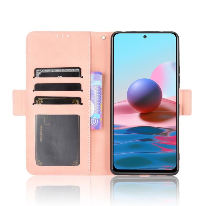 Bild 4, Xiaomi Redmi Note 10 Pro - Fodral Med Avtagbart Kortfodral - Ljus Rosa
