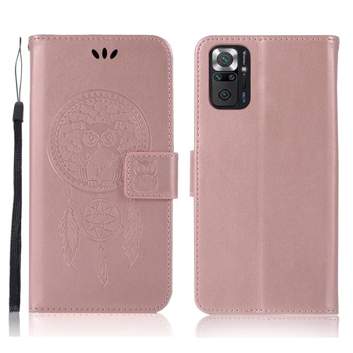 Bild 1, Xiaomi Redmi Note 10 Pro - Owl Dream Catcher Läder Fodral - Roséguld