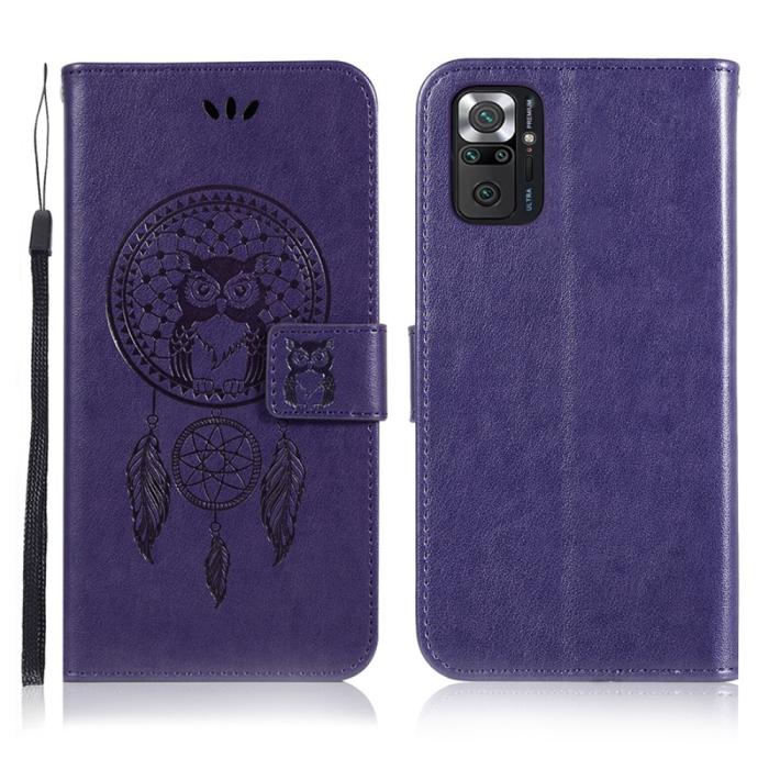 Bild 1, Xiaomi Redmi Note 10 Pro - Owl Dream Catcher Läder Fodral - Lila