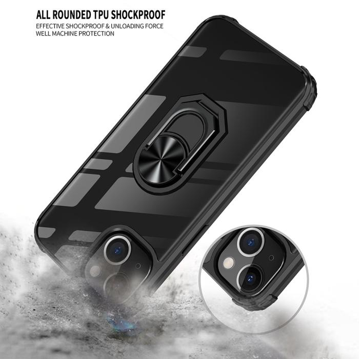 Bild 4, iPhone 13 Mini - Shockproof Ring Hybrid Skal - Röd