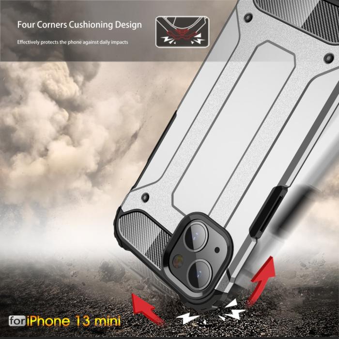 Bild 4, iPhone 13 Mini - Shockproof Armor Hybrid Skal - Svart