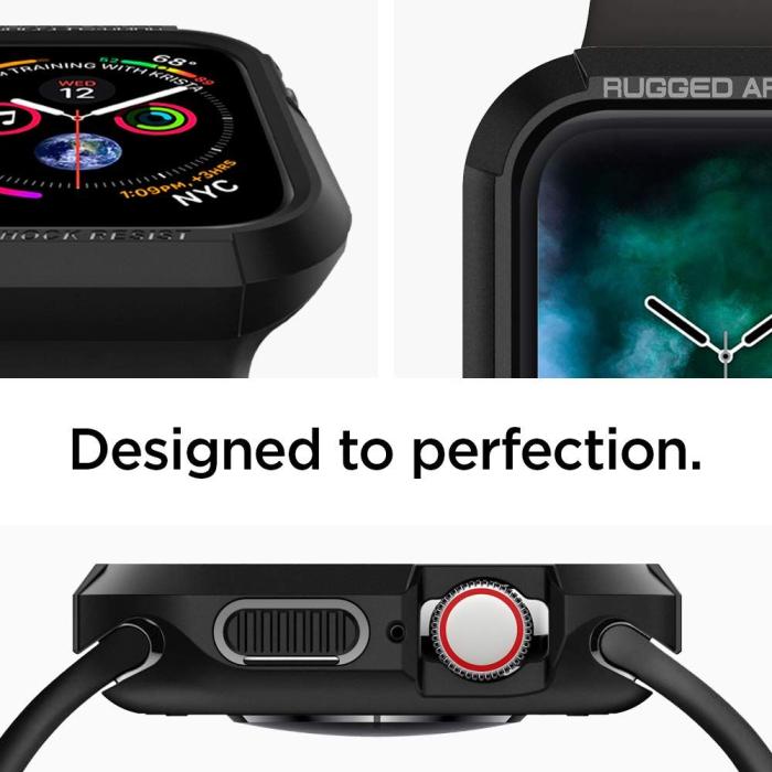 Bild 2, Spigen Apple Watch 44/45 mm Skal Rugged Armor Svart