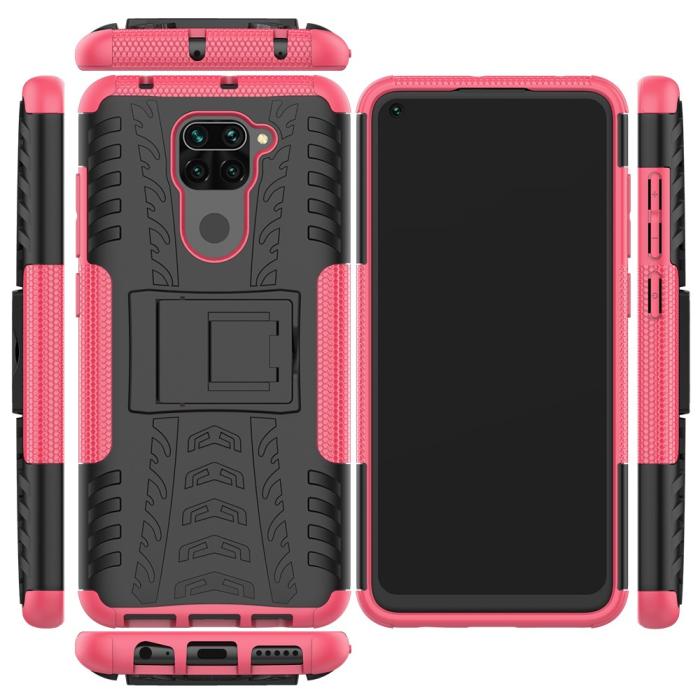 Bild 2, Xiaomi Redmi Note 9 - Ultimata Stöttåliga Skalet med Stöd - Rosa