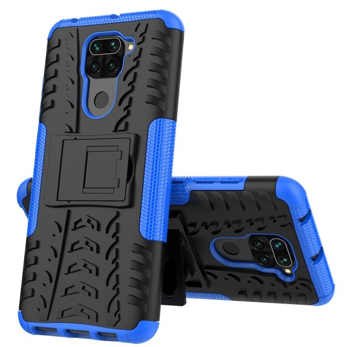 Bild 3, Xiaomi Redmi Note 9 - Ultimata Stöttåliga Skalet med Stöd - Blå