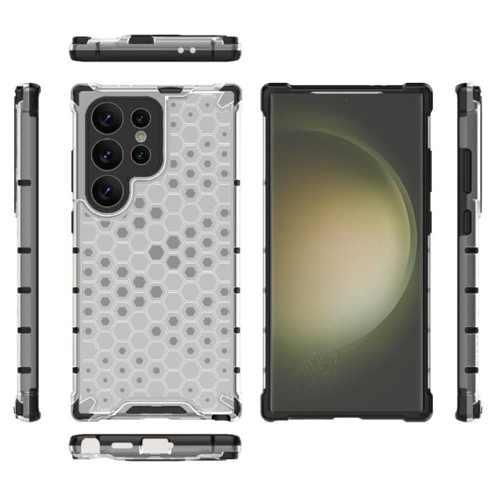 Bild 2, Galaxy S24 Ultra Skal Honeycomb Shockproof Hybrid Grå
