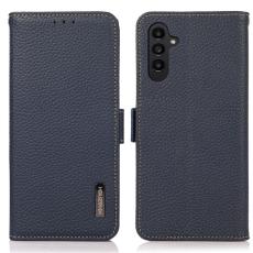 KHAZNEH Galaxy S25 Plus / S24 Plus Fodral RFID Äkta Läder Blå