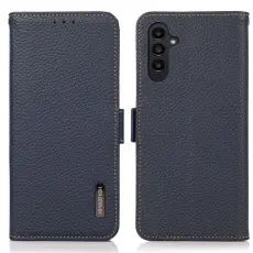 KHAZNEH Galaxy S25 Plus / S24 Plus Fodral RFID Äkta Läder Blå