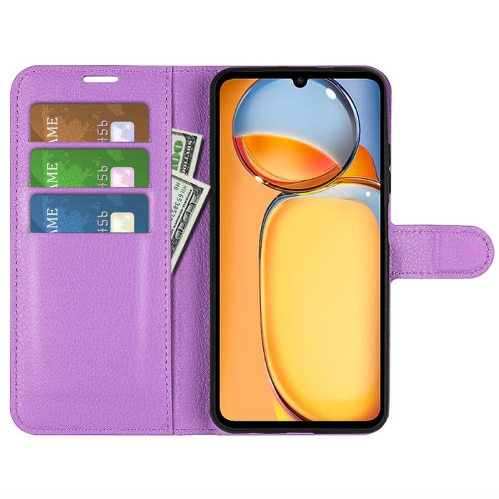 Bild 2, Xiaomi Redmi 13C 4G Fodral Litchi Läder Lila