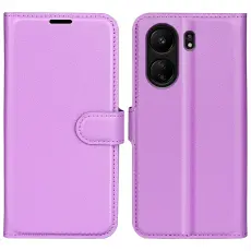 Xiaomi Redmi 13C 4G Fodral Litchi L&auml;der Lila