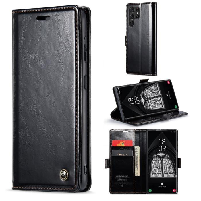 Bild 1, CASEME Samsung Galaxy S23 Ultra Fodral Wax Textur Svart