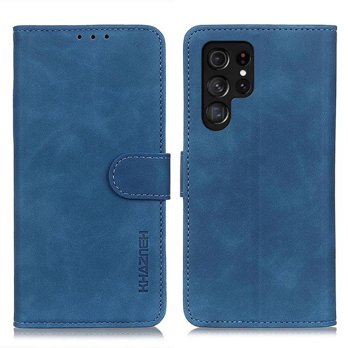 Bild 1, KHAZNEH Samsung Galaxy S22 Ultra Fodral Retro Läder Blå