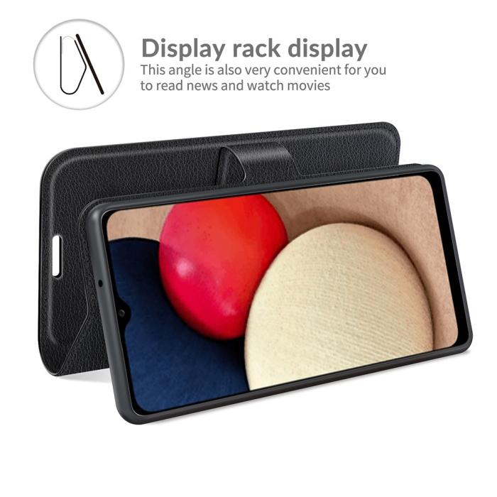 Bild 5, Samsung Galaxy A03s Fodral Litchi Läder Svart