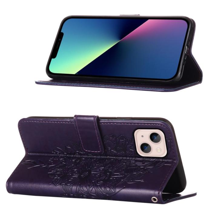 Bild 3, iPhone 15 Fodral Med Tryck Fjäril Mörk Lila