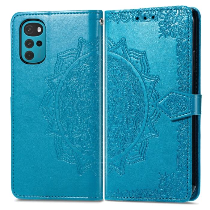 Bild 2, Motorola Moto G22 Fodral Mandala Läder Blå