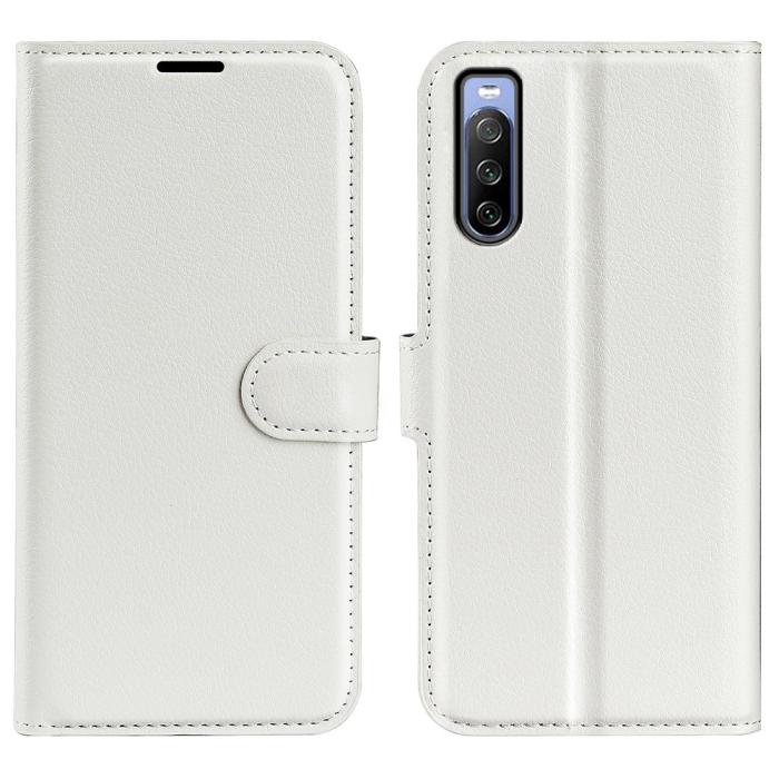 Bild 1, Sony Xperia 10 IV Fodral Litchi Läder Vit