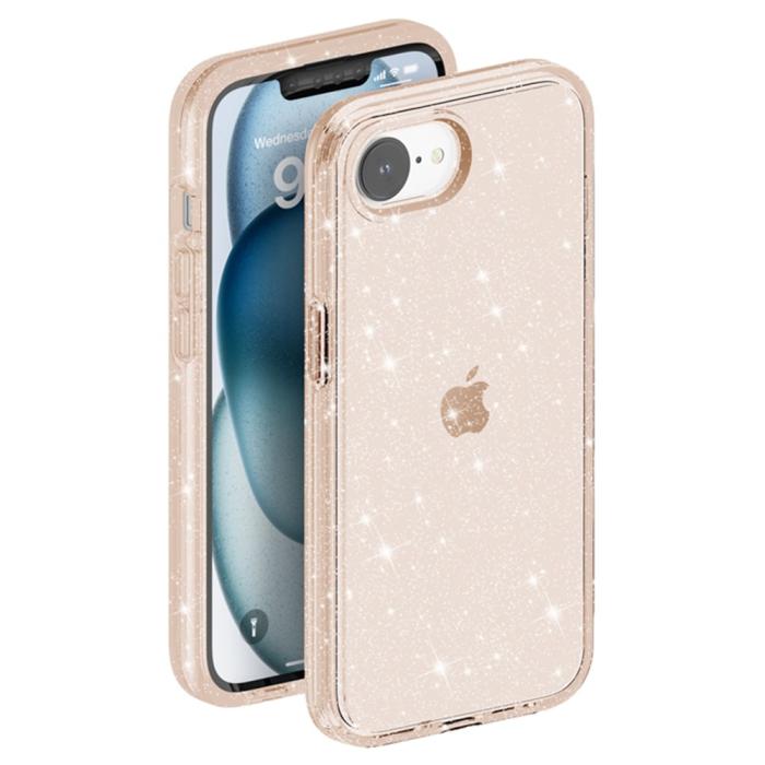 Bild 4, iPhone 17e / 16e Skal Glitter Shockproof Guld