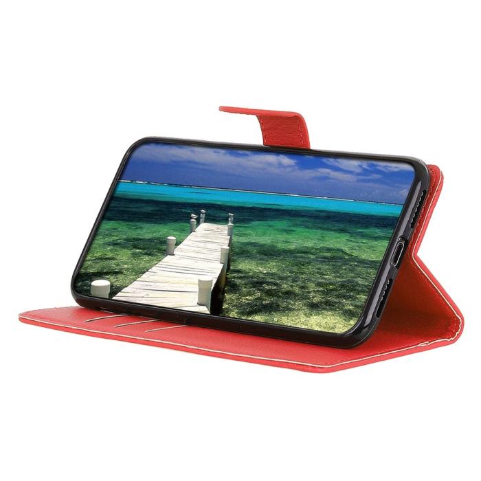 Bild 2, OnePlus Nord 2T 5G Fodral Litchi Läder Röd