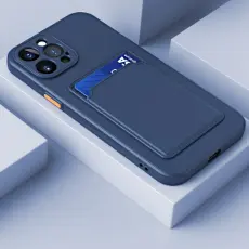 iPhone 14 Pro Skal TPU Med Kortfack M&ouml;rk Bl&aring;