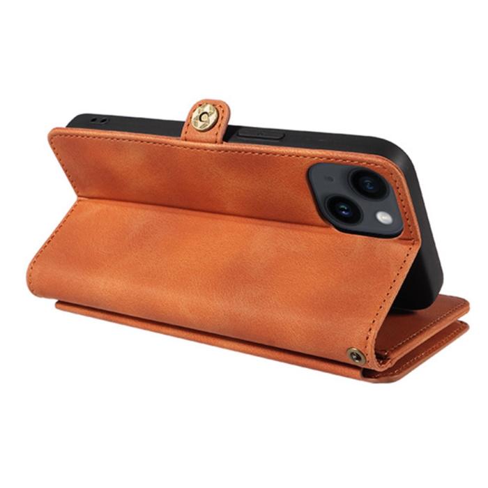 Bild 3, iPhone 15 Plus Fodral RFID Multifunktionell Flerkort Brun