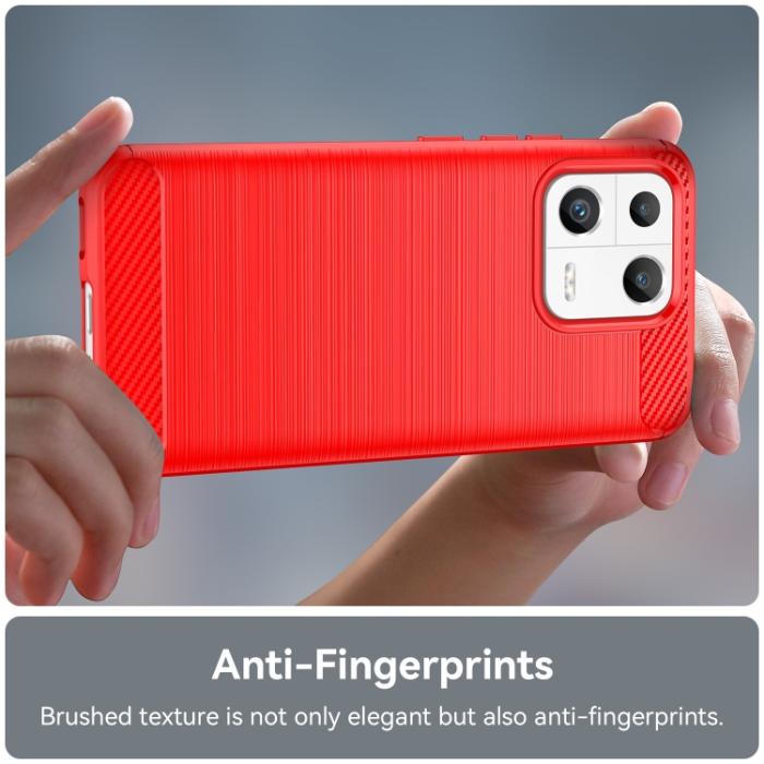 Bild 5, Xiaomi 13 5G Skal Borstad Stål Textur Röd