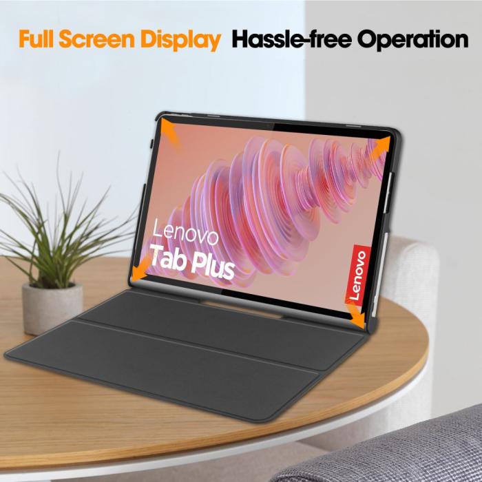 Bild 3, Lenovo Tab Plus Fodral Läder Svart
