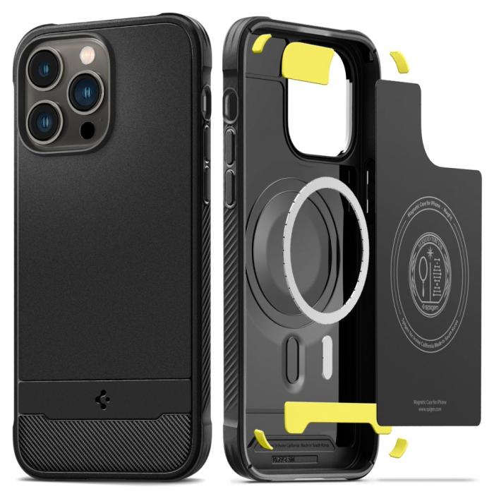 Bild 1, Spigen iPhone 14 Pro Max Skal MagSafe Mag Rugged Armor Matt Svart