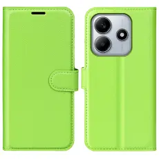 Xiaomi Redmi Note 14 5G Fodral Litchi L&auml;der Gr&ouml;n