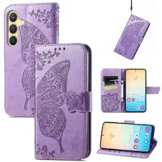 Samsung Galaxy S25 Plus Fodral Med Fj&auml;ril Tryck Lila