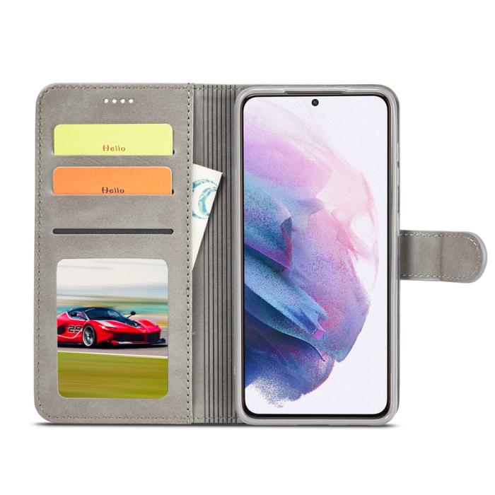 Bild 5, Samsung Galaxy S21 - LC.IMEEKE Plånboksfodral - Grå